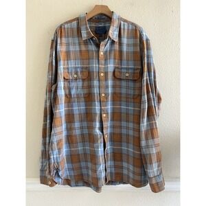 Lucky Brand True Indigo Flannel Shirt Men's XXL Blue Plaid Long Sleeve Cowboy
